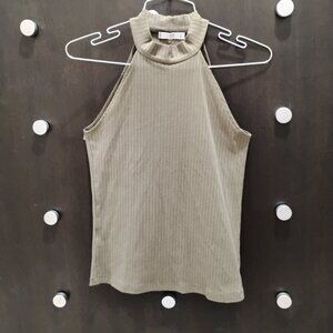 MANGO-MNG -S- TOP LIGHT OLIVE GREEN - KNIT TOP